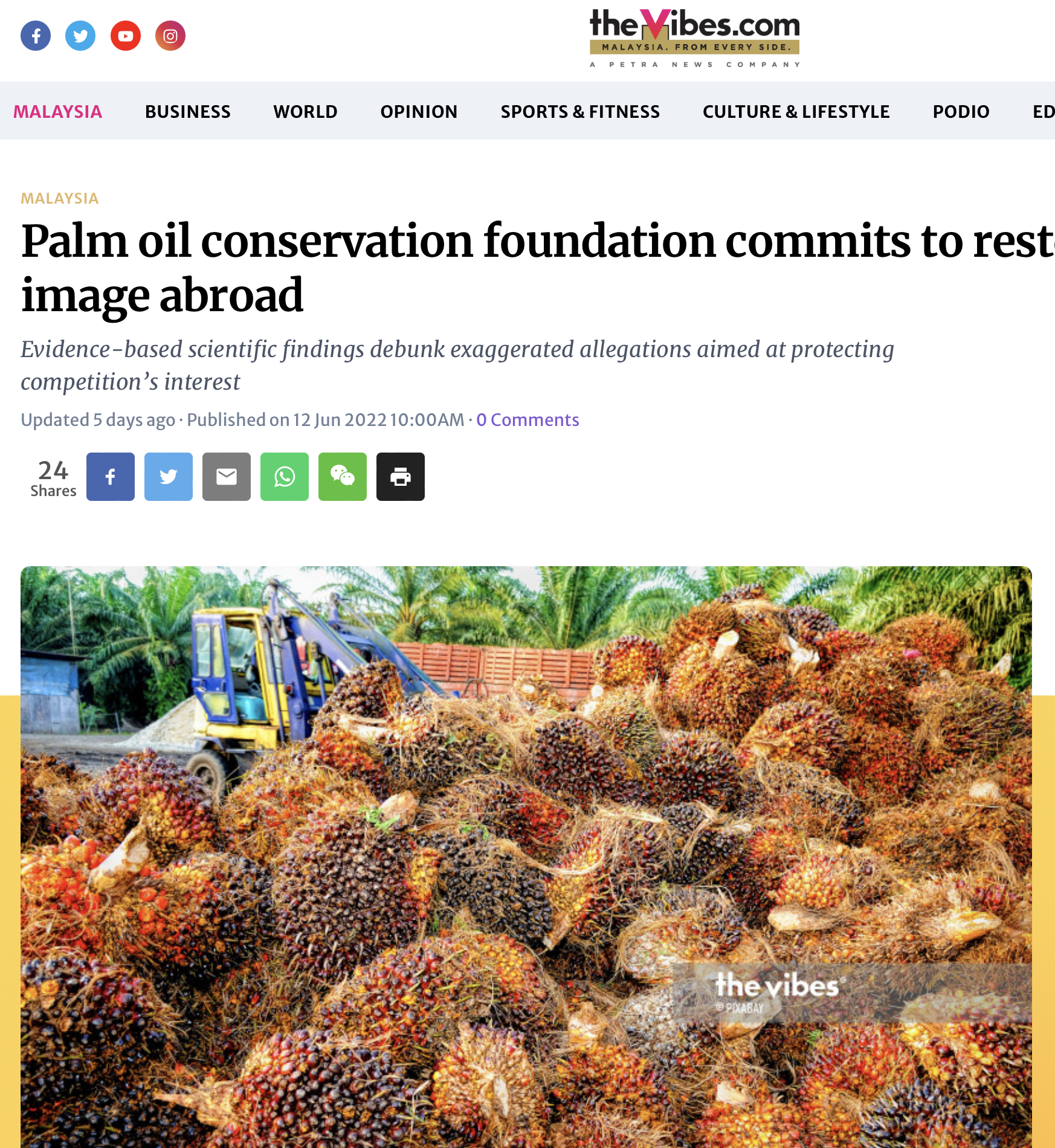 Palm oil conservation foundation commits to restore Malaysia’s image abroad